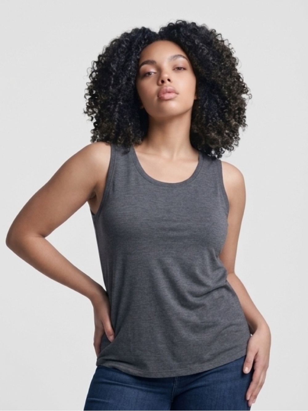 HALOGEN Charcoal Scoop Neck Tank